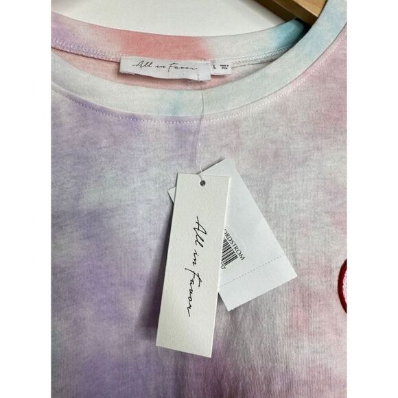 All In Favor Shirt Cropped Long Sleeve Tee Tie Dye Size Large NEW - Picture 6 of 7